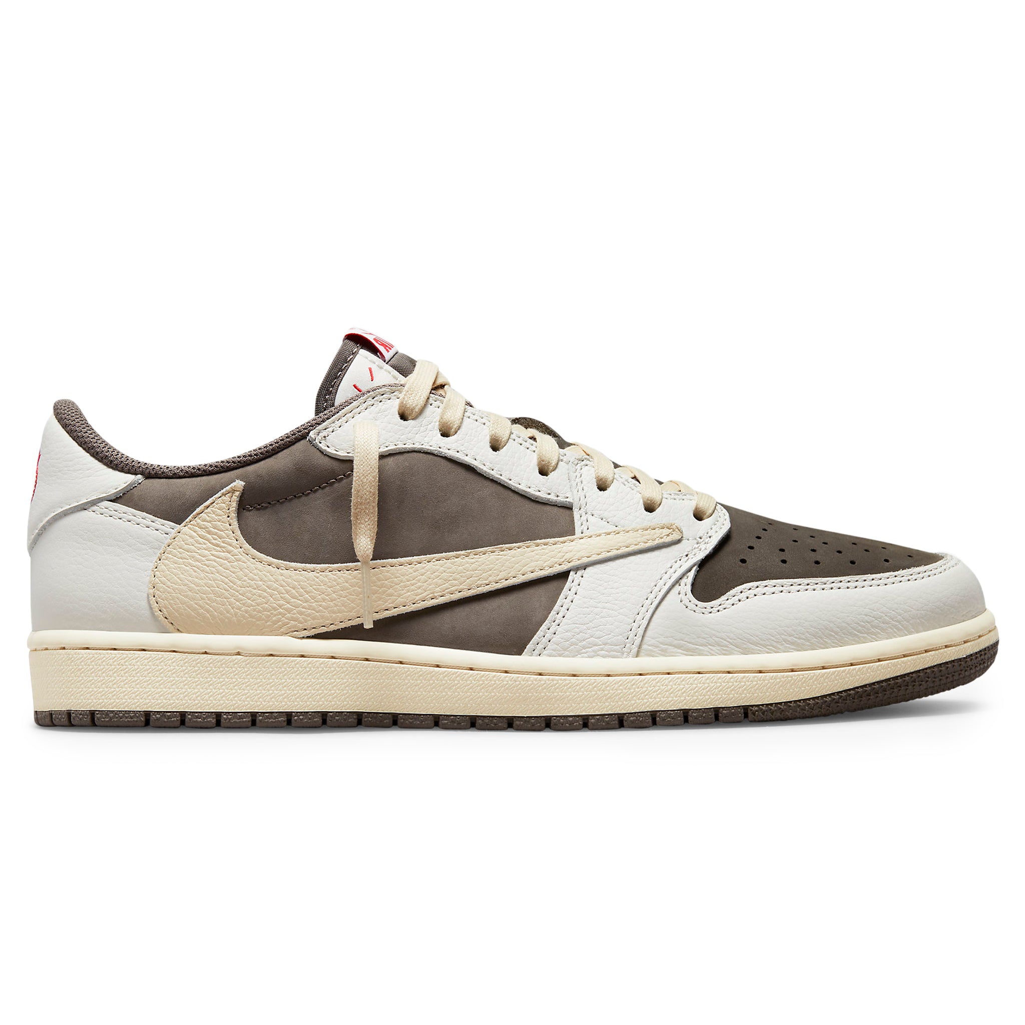 Side view of Travis Scott x Air Jordan 1 Low OG SP Reverse Mocha DM7866-162